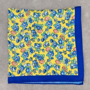 Cremieux Pocket Square Yellow Floral 100% Silk Pochette Formal Classic New $35